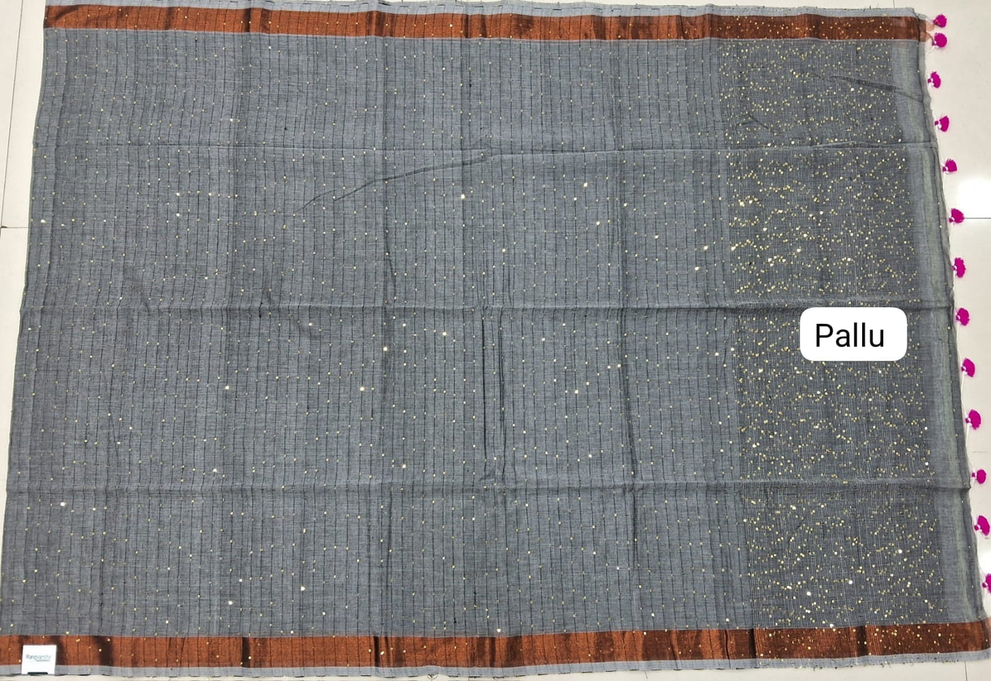 Elephant Grey Khadhi Cotton Saree
