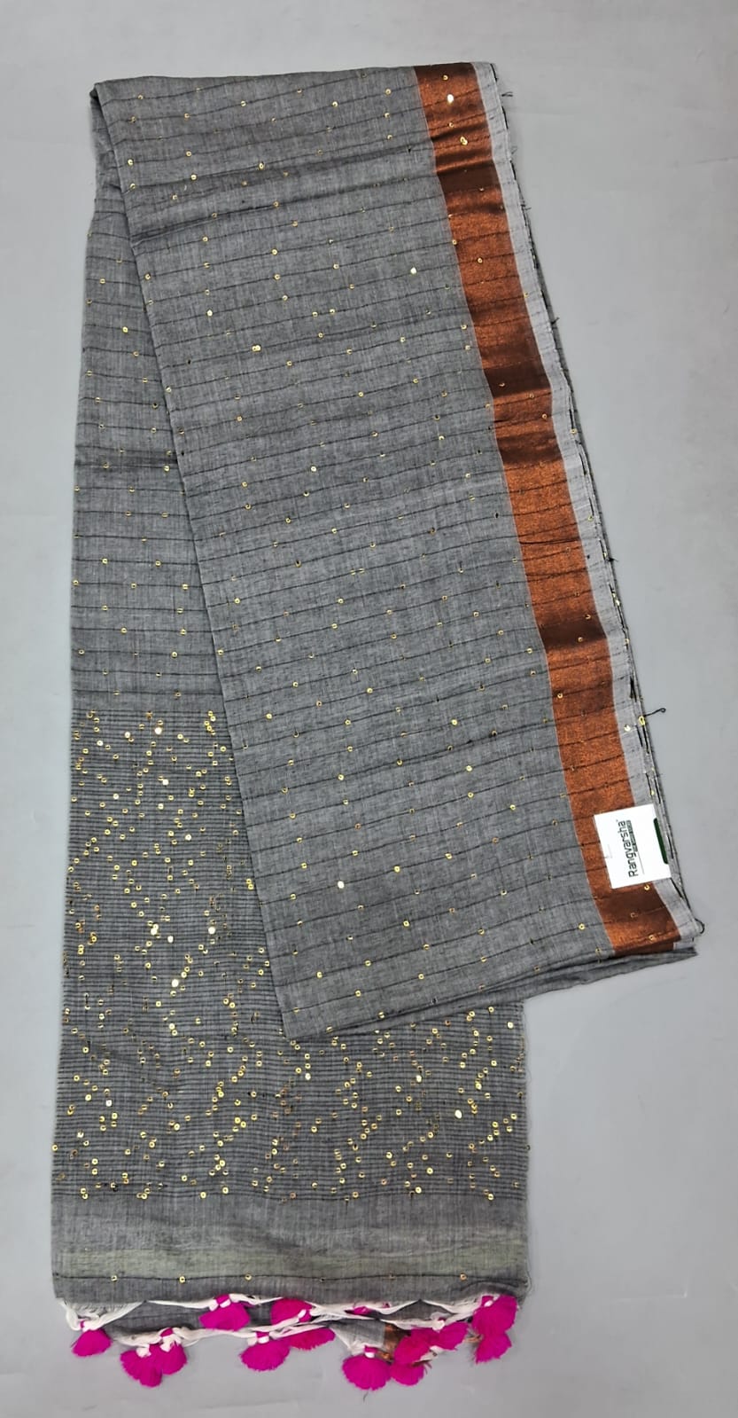 Elephant Grey Khadhi Cotton Saree