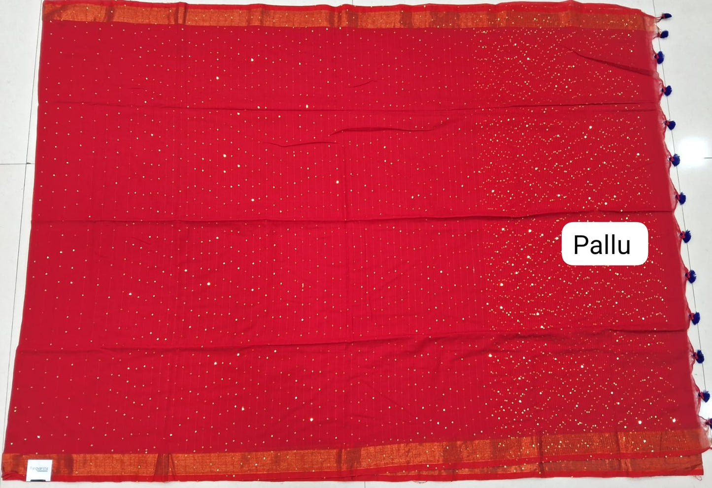 Fire Red Khadhi Cotton Saree