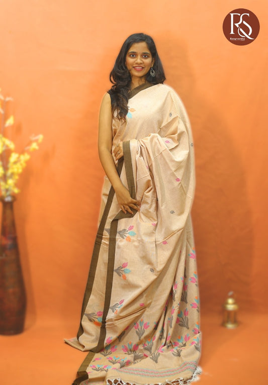 Beige Khadhi Cotton Saree