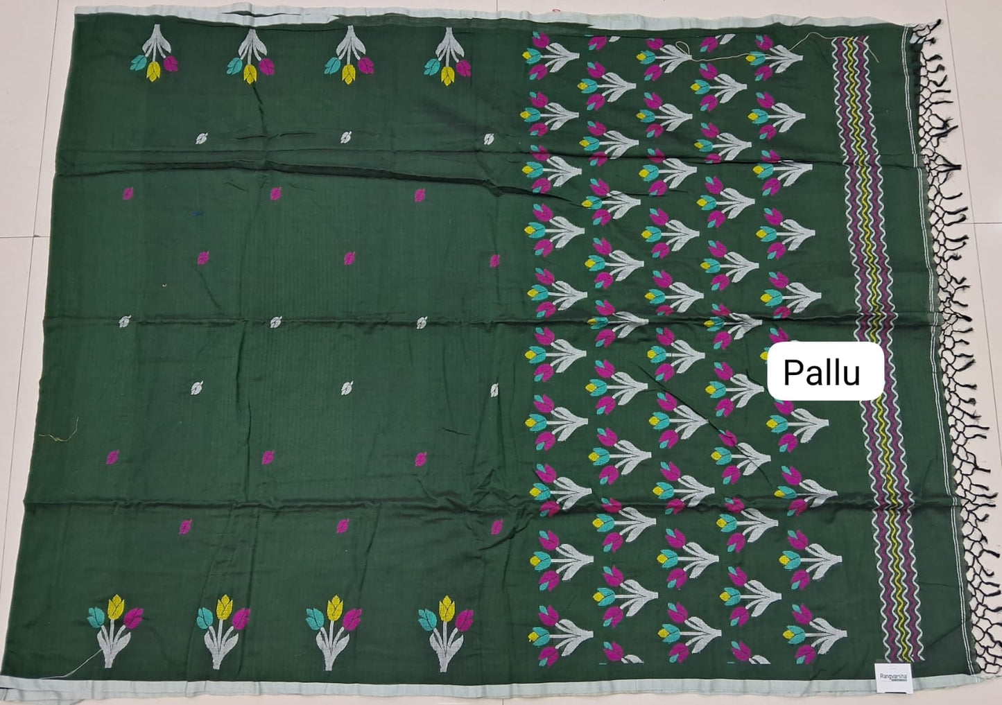 Bottle Green Khadhi Cotton Saree