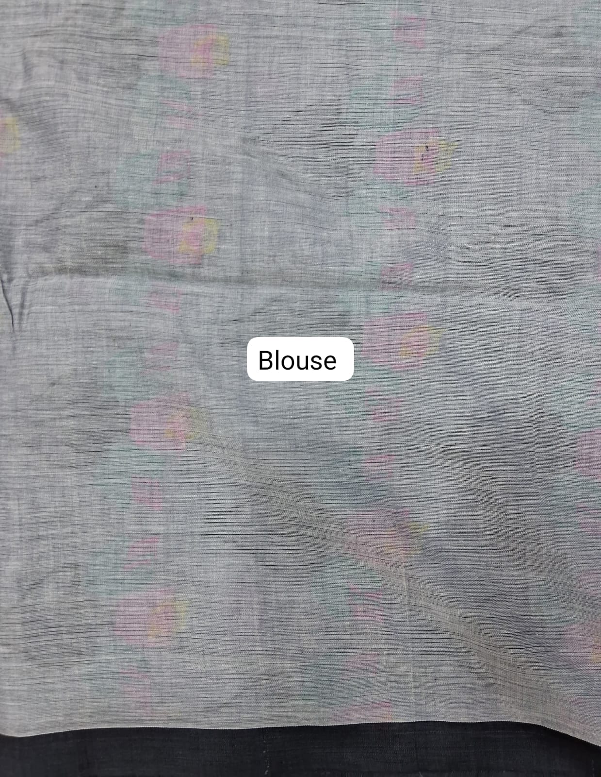 Pale grey Khadhi Cotton Saree Blouse
