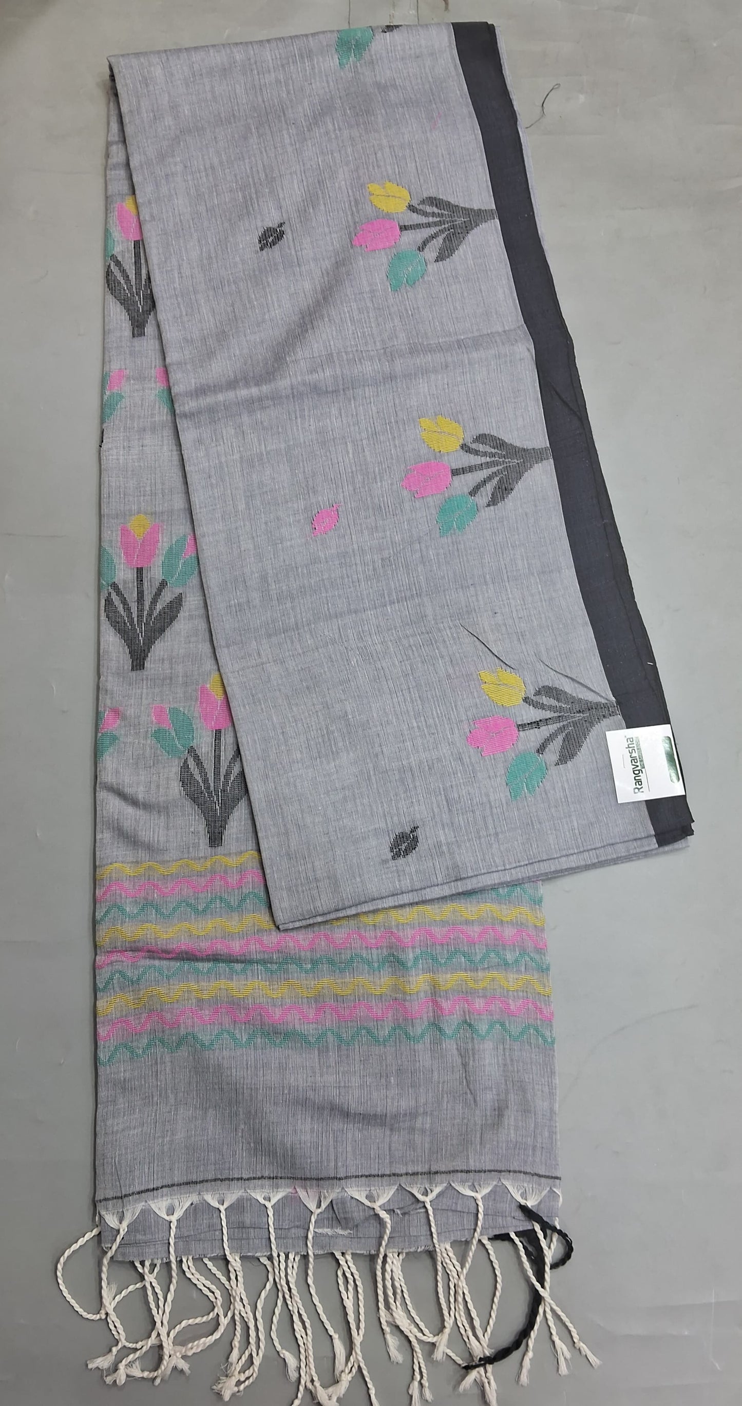 Pale grey Khadhi Cotton Saree