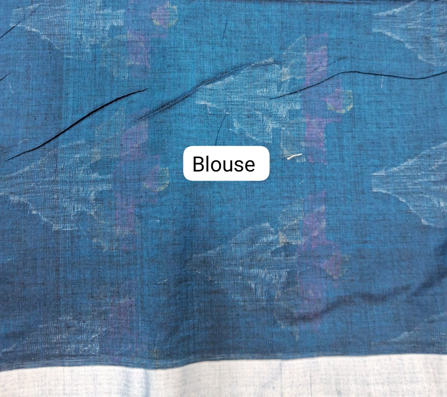 Peacock blue Khadhi Cotton Saree Blouse