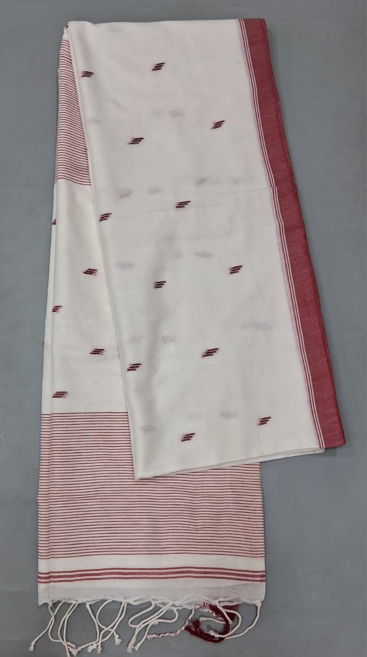 White Khadhi Cotton Saree