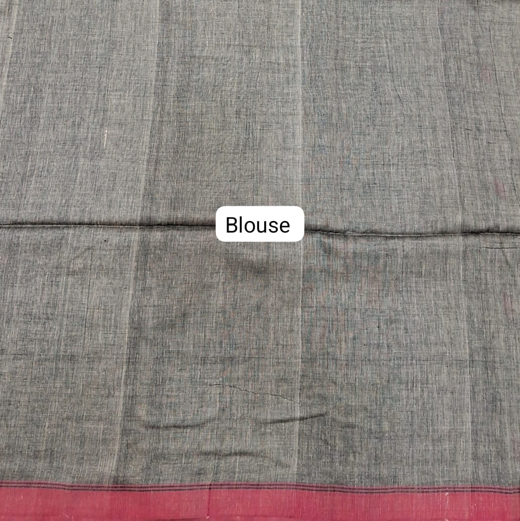 Dark Grey Khadhi Cotton Saree