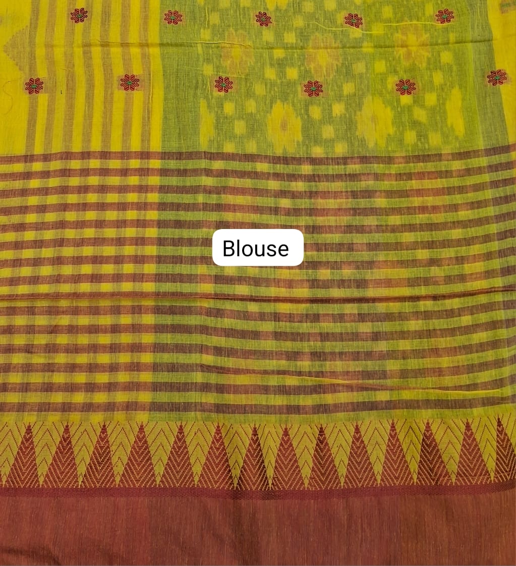 Lemon Yellow Khadhi Cotton Saree
