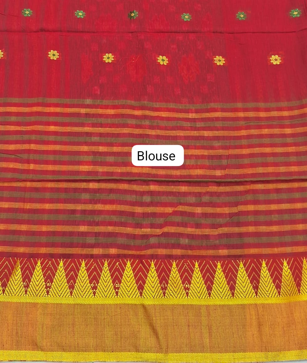 Tomato Red Khadhi Cotton Saree