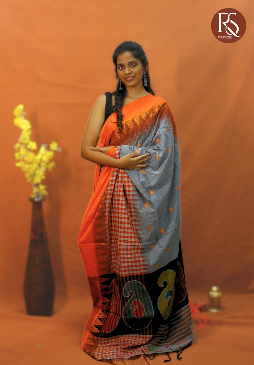 Grey Khadhi Cotton Saree