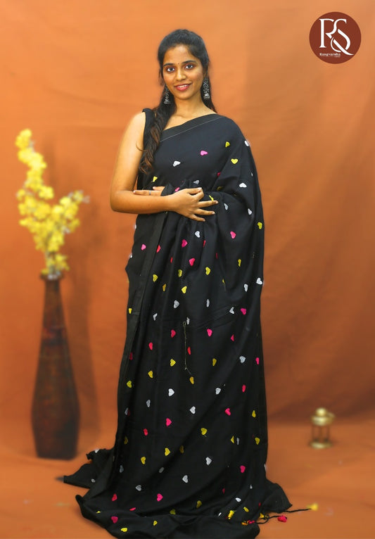 Black Khadhi Cotton Saree