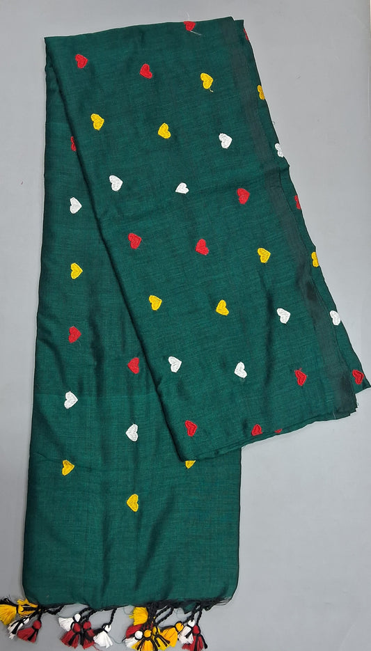 Bottle Green Khadhi Cotton Saree