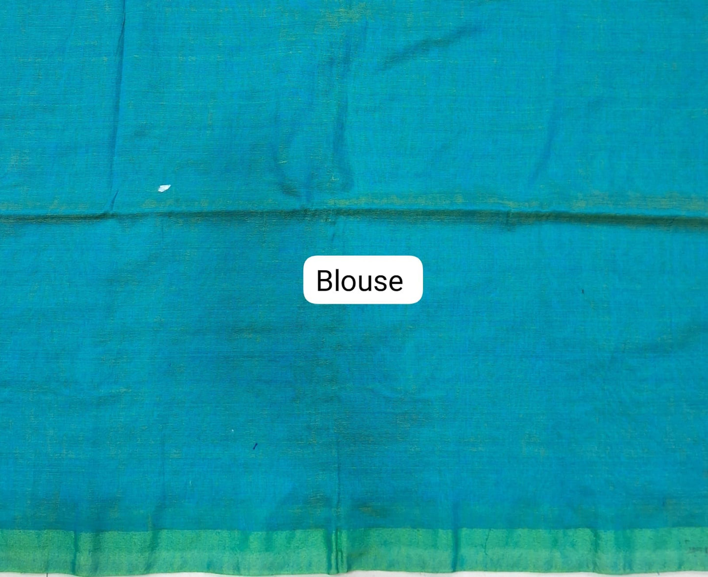 Teal Blue Khadhi Cotton Saree Blouse