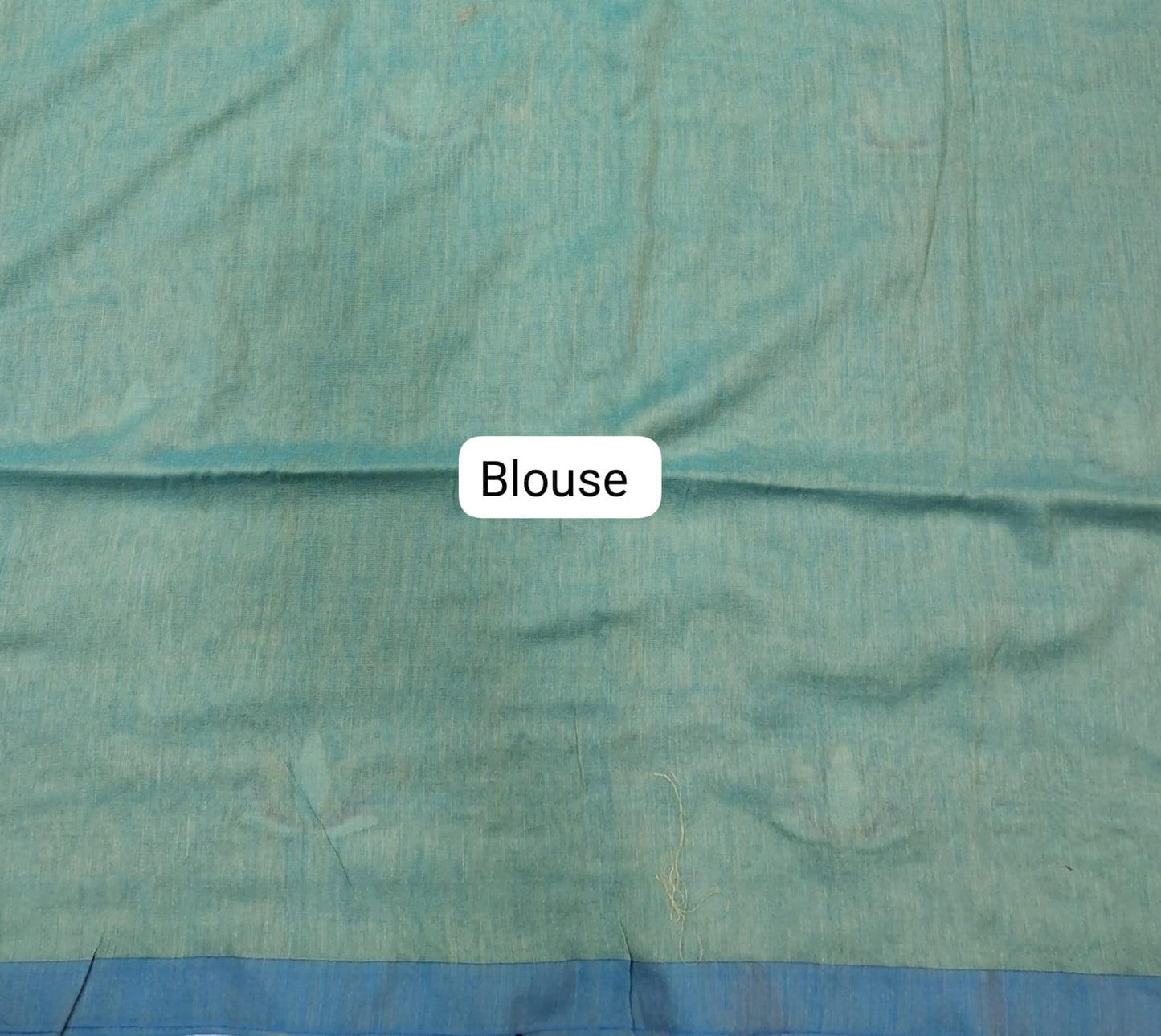 Cool Mint Blue Khadhi Cotton Saree Blouse