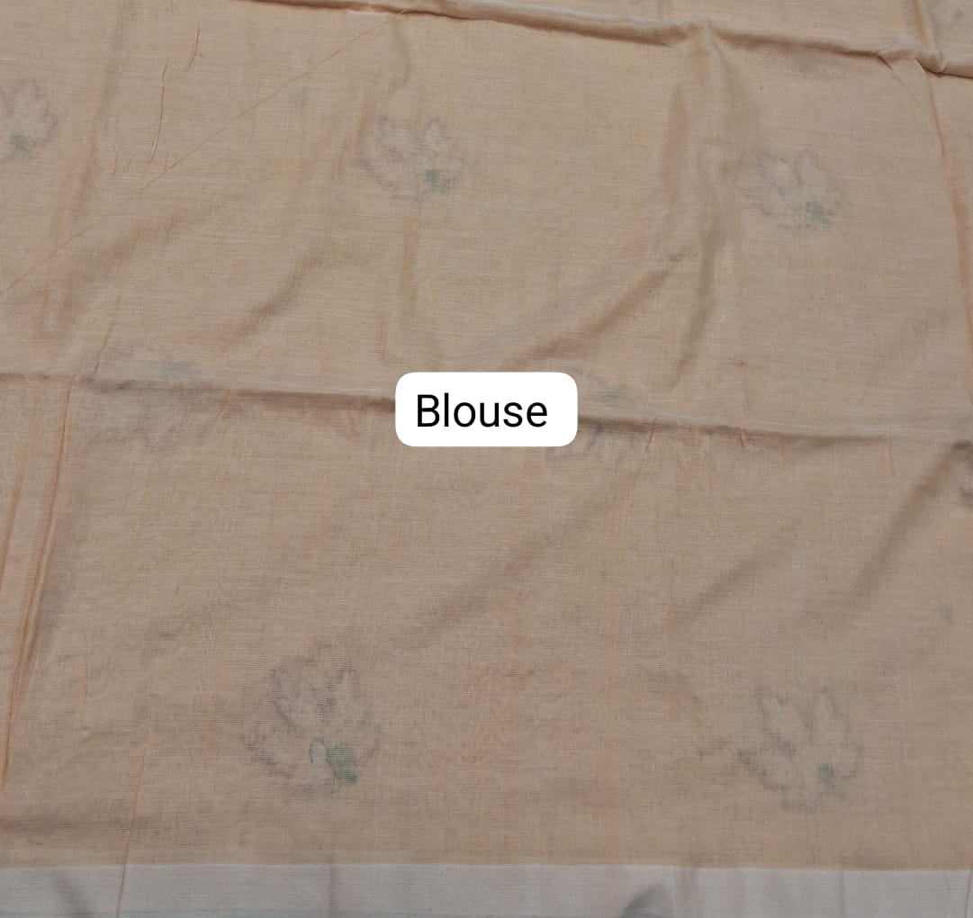 Beige Khadhi Cotton Saree Blouse
