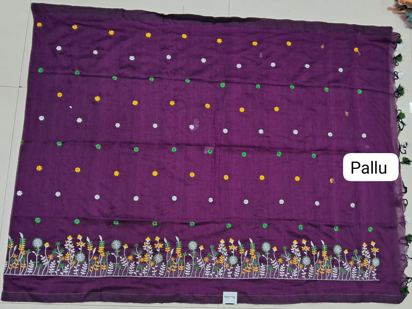 Wine Khadhi Cotton Saree pallu