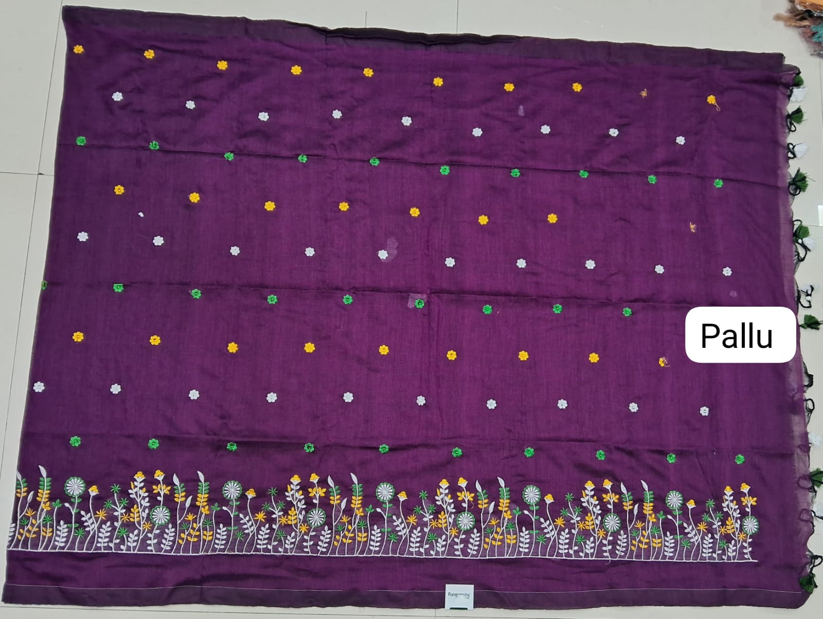 Wine Khadhi Cotton Saree pallu