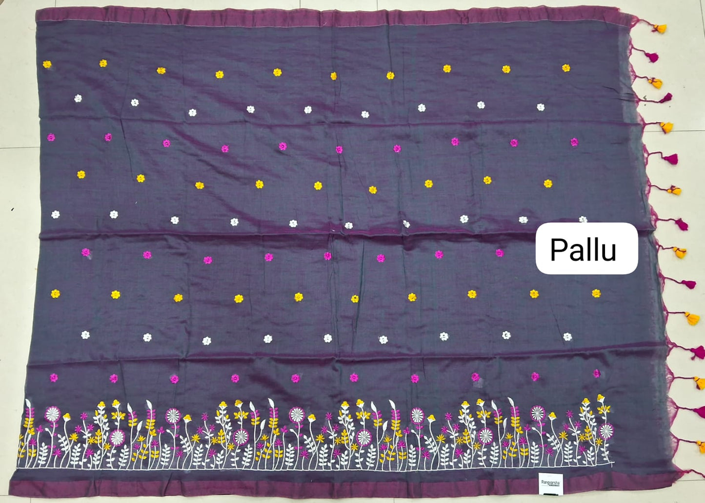Pinkish blue Khadhi Cotton Saree pallu