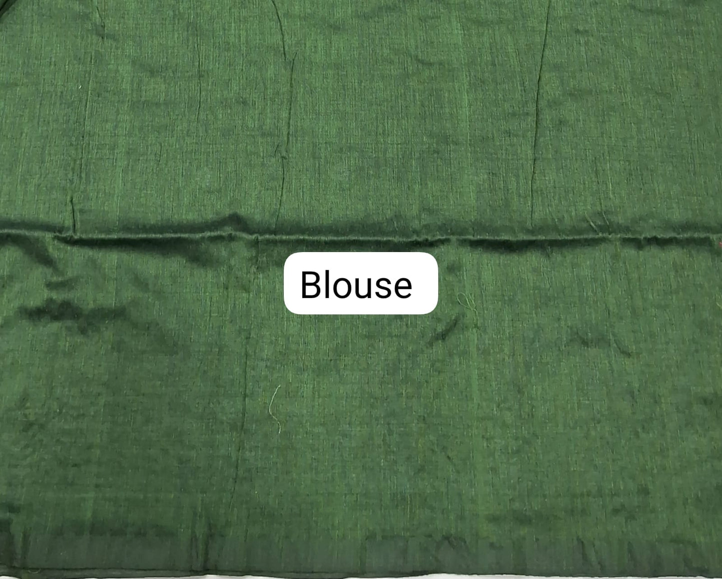 Bottle Green Khadhi Cotton Saree Blouse