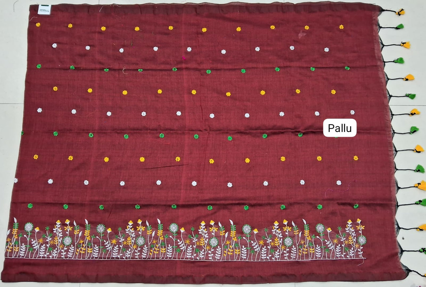 Maroon Khadhi Cotton Saree Pallu