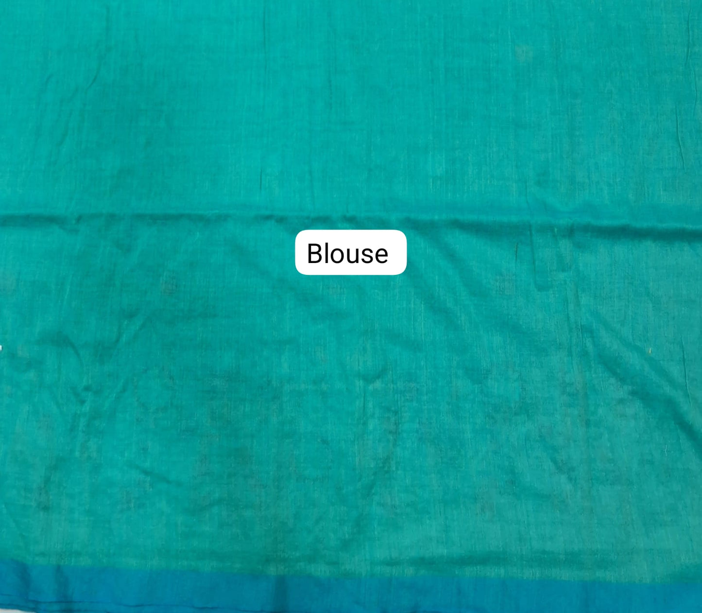 Turquoise blue Khadhi Cotton Saree Blouse