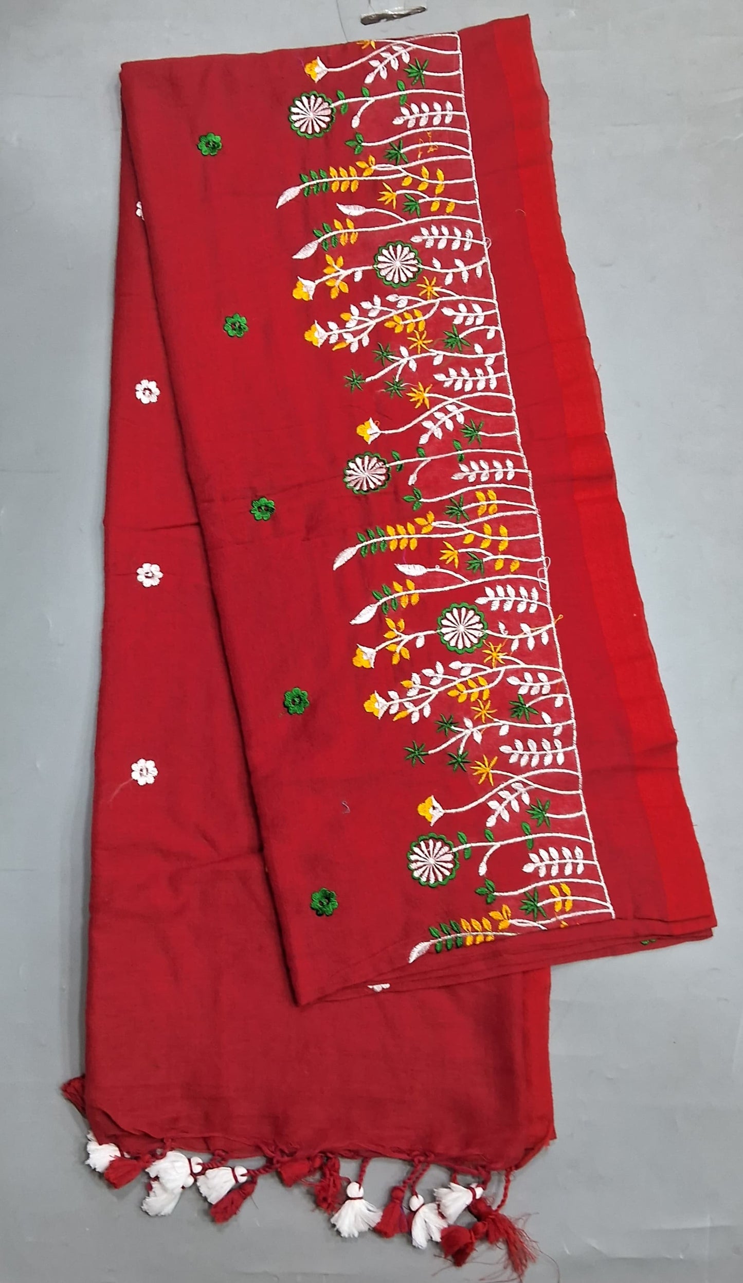 Candy Red Khadhi Cotton Saree