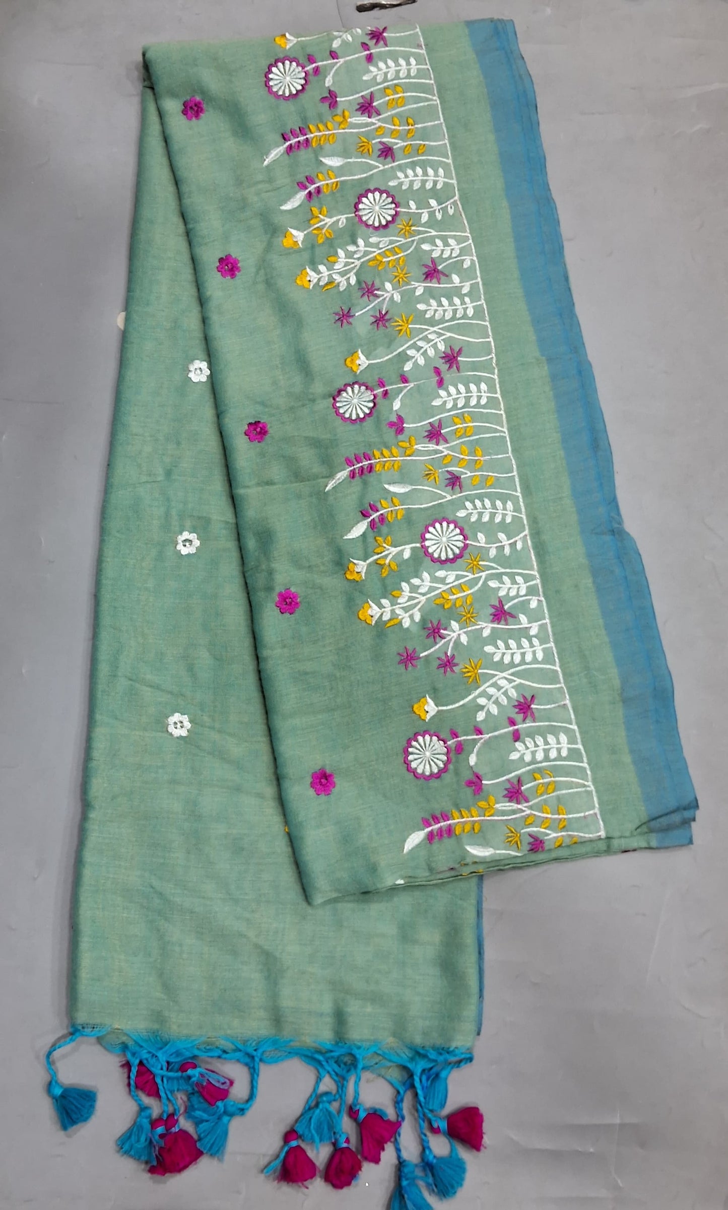 Pale Green Khadhi Cotton Saree