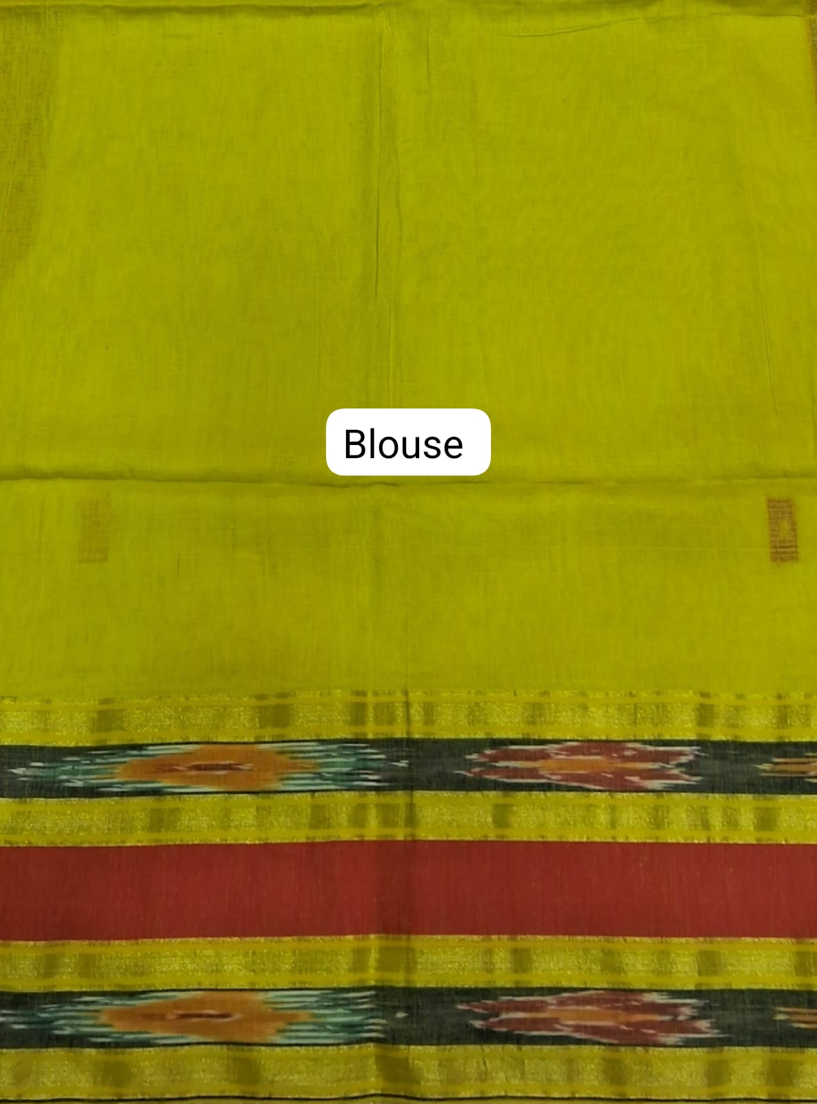 Citron Green Khadhi Cotton Saree Blouse