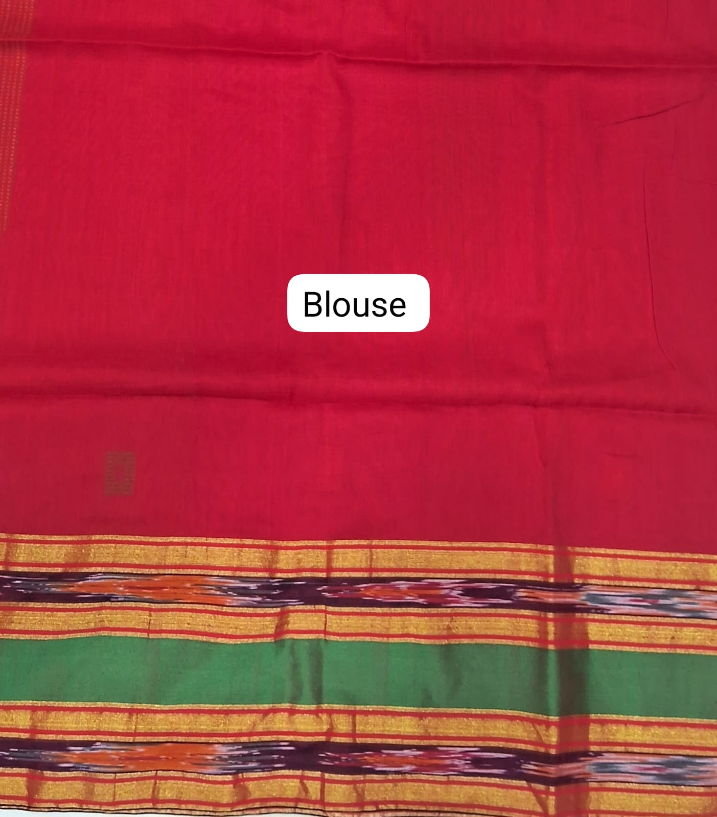 Fire Red Khadhi Cotton Saree Bouse