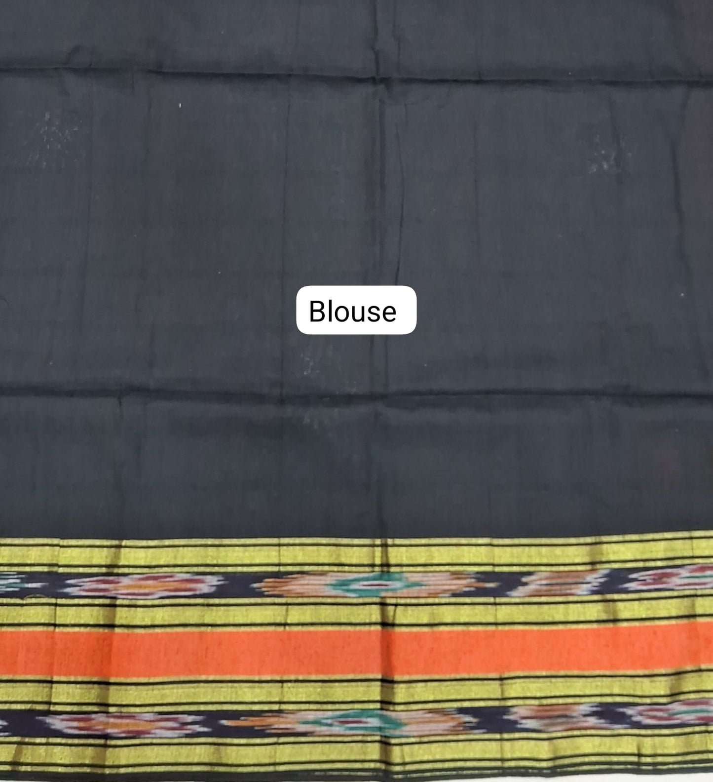 Black Khadhi Cotton Saree Blouse