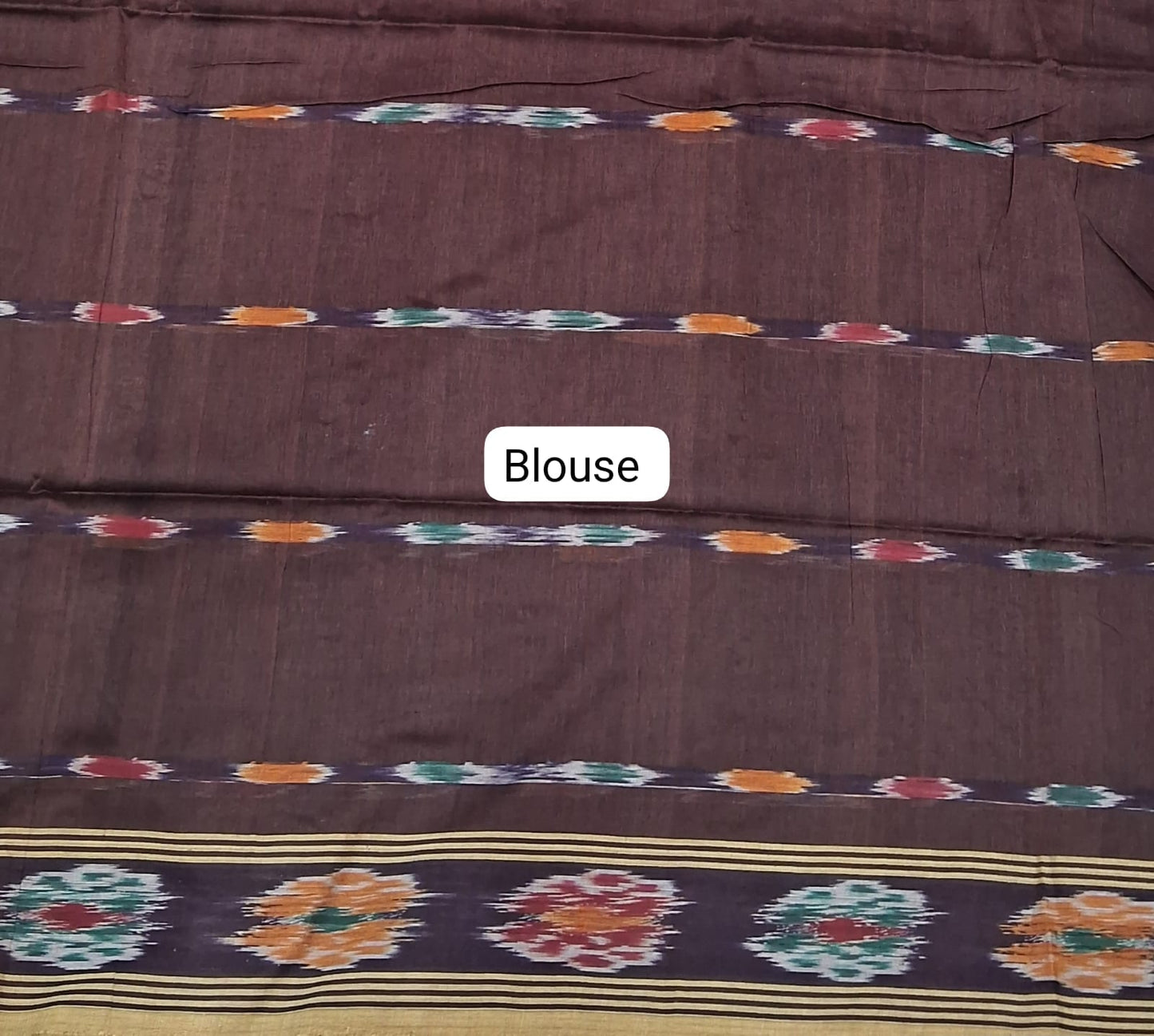 Walnut Brown Khadhi cotton Saree blouse