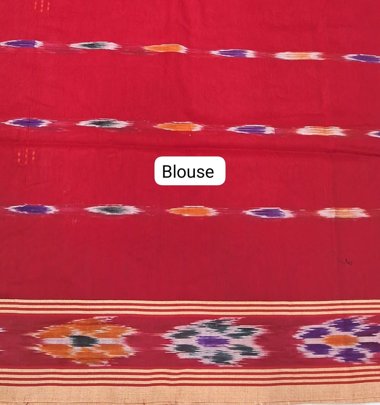 Candy red Khadhi cotton Saree Blouse