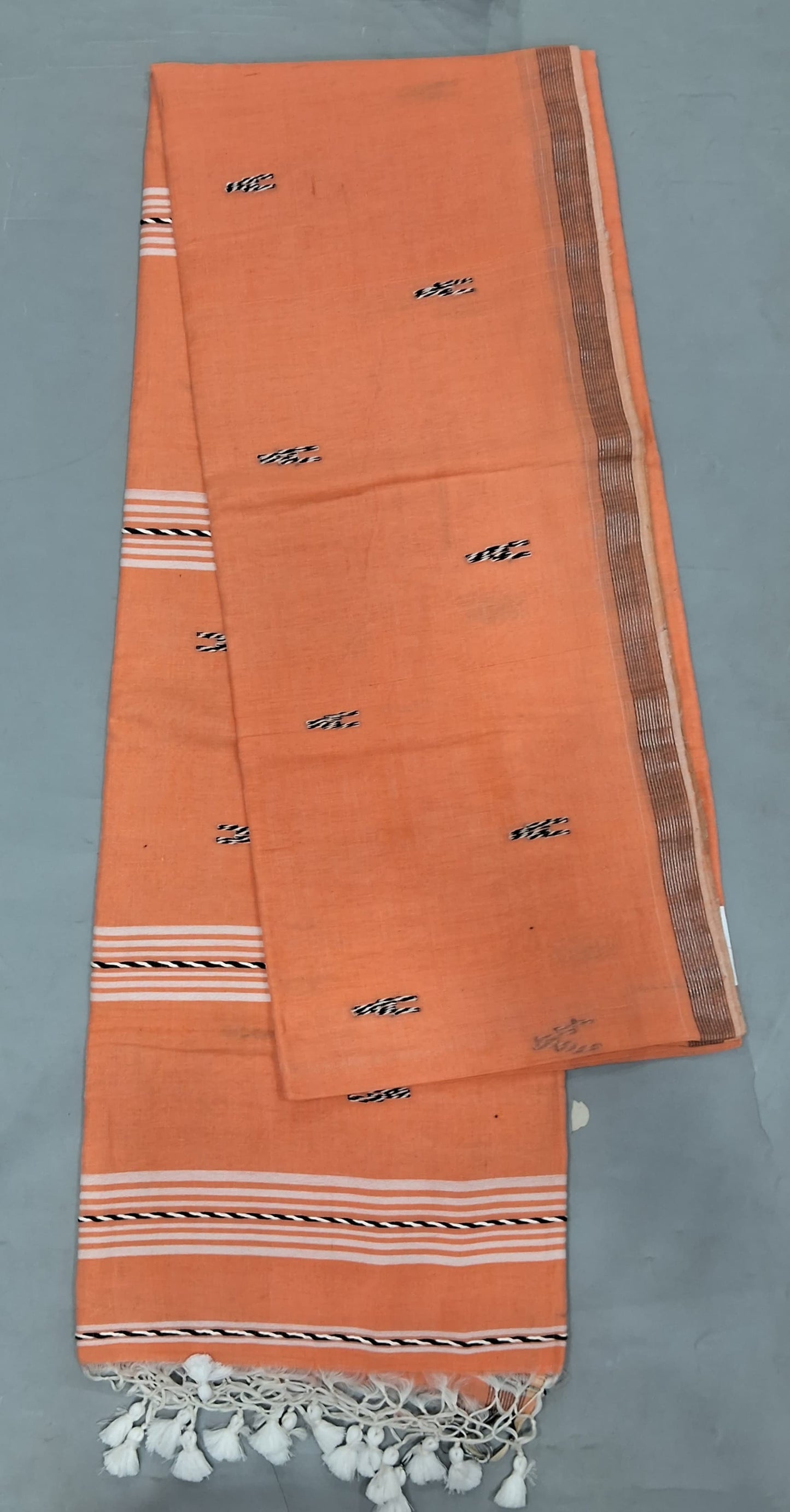 Peach Khadhi Cotton Saree