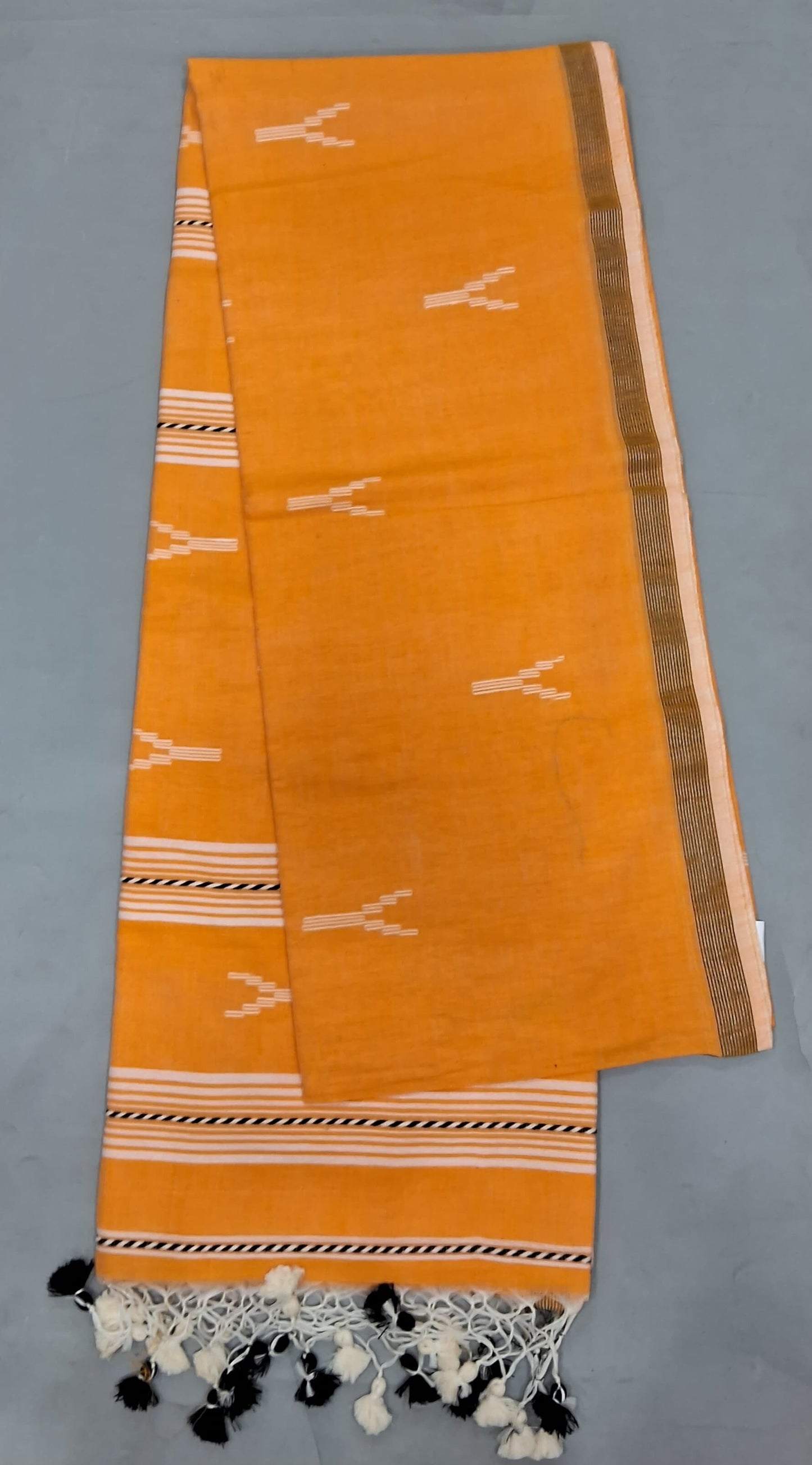 Orange Khadhi Cotton Saree