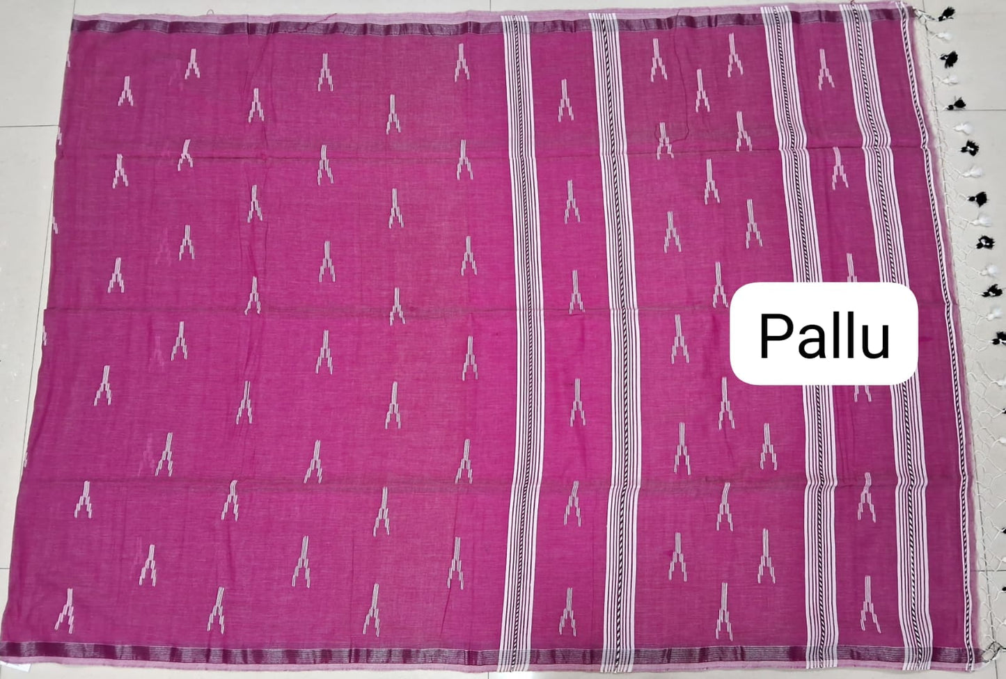 Rani Pink Khadhi Cotton Saree pall