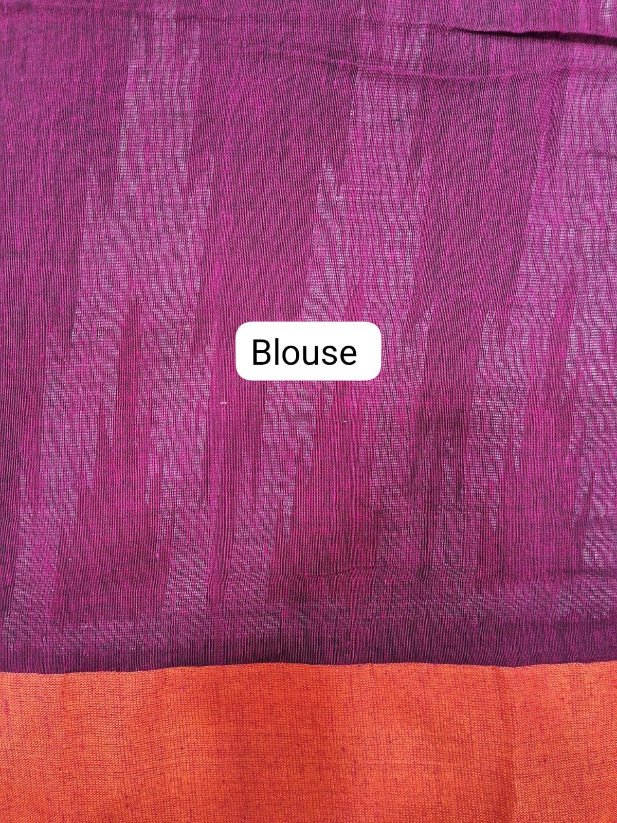 Magenta Pink Khadhi Cotton Saree blouse