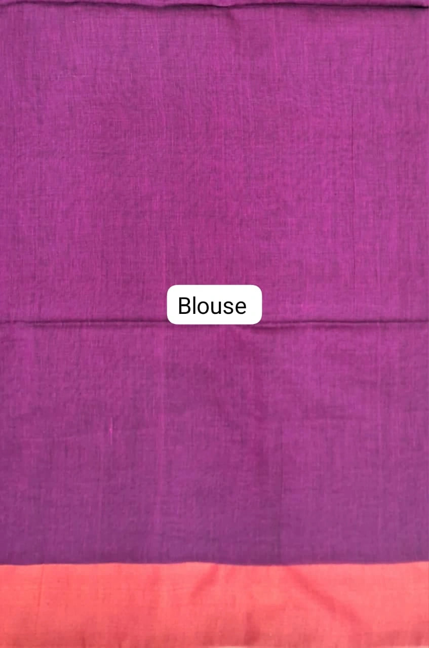 Magenta Pink Khadhi Cotton Saree Blouse