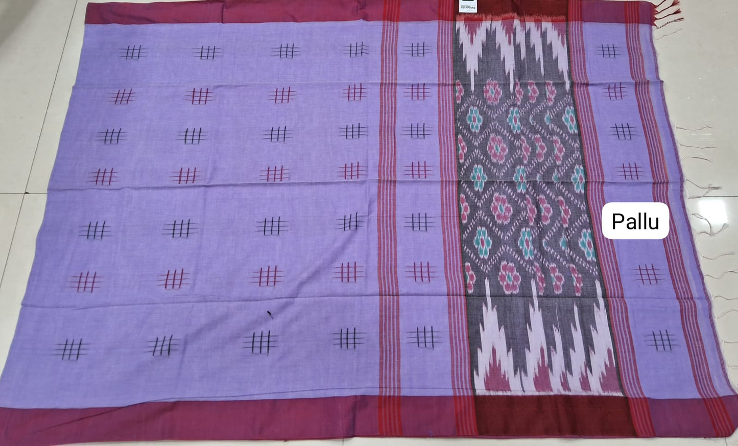 Lavender Khadhi Cotton Saree pallu