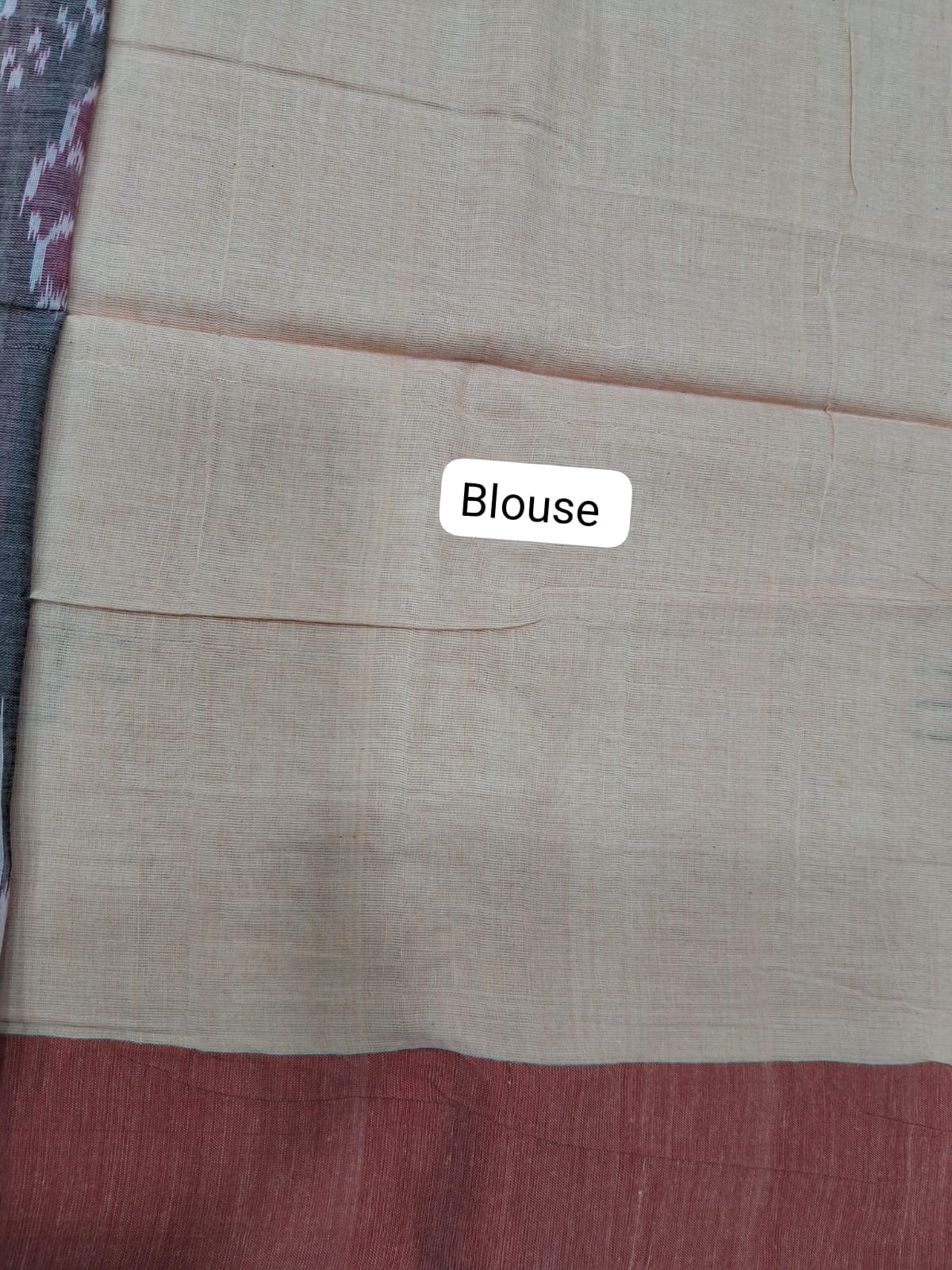 Beige Khadhi Cotton Saree Blouse