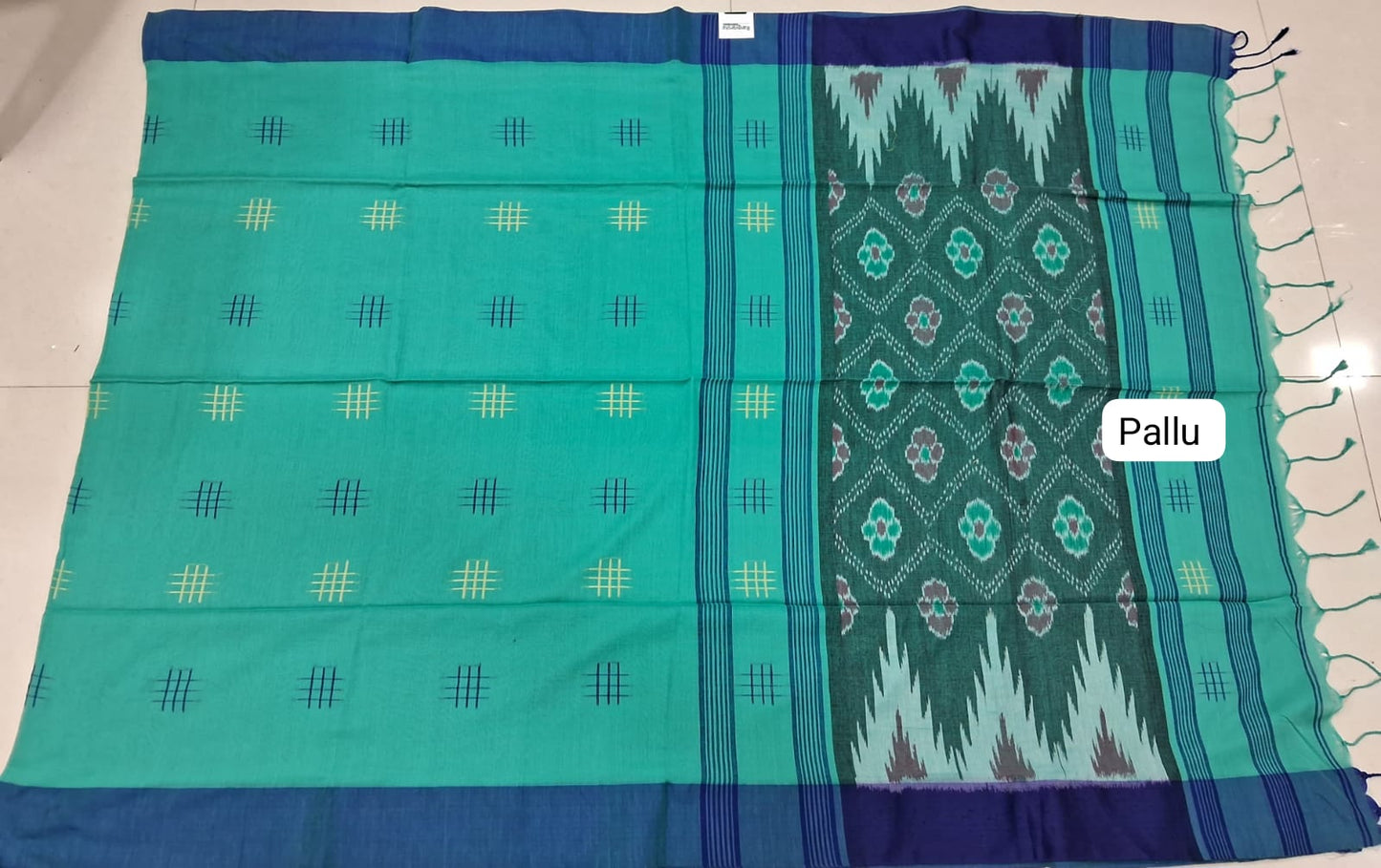 Rama Green Khadhi Cotton Saree pallu