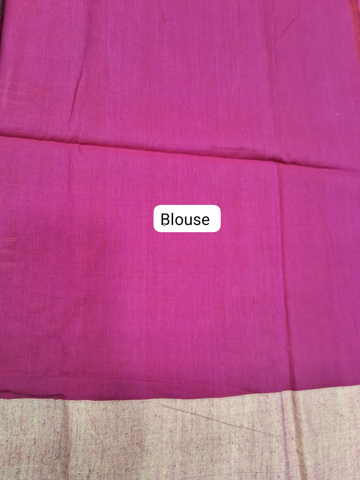 Rani Pink Khadhi Cotton Saree blouse