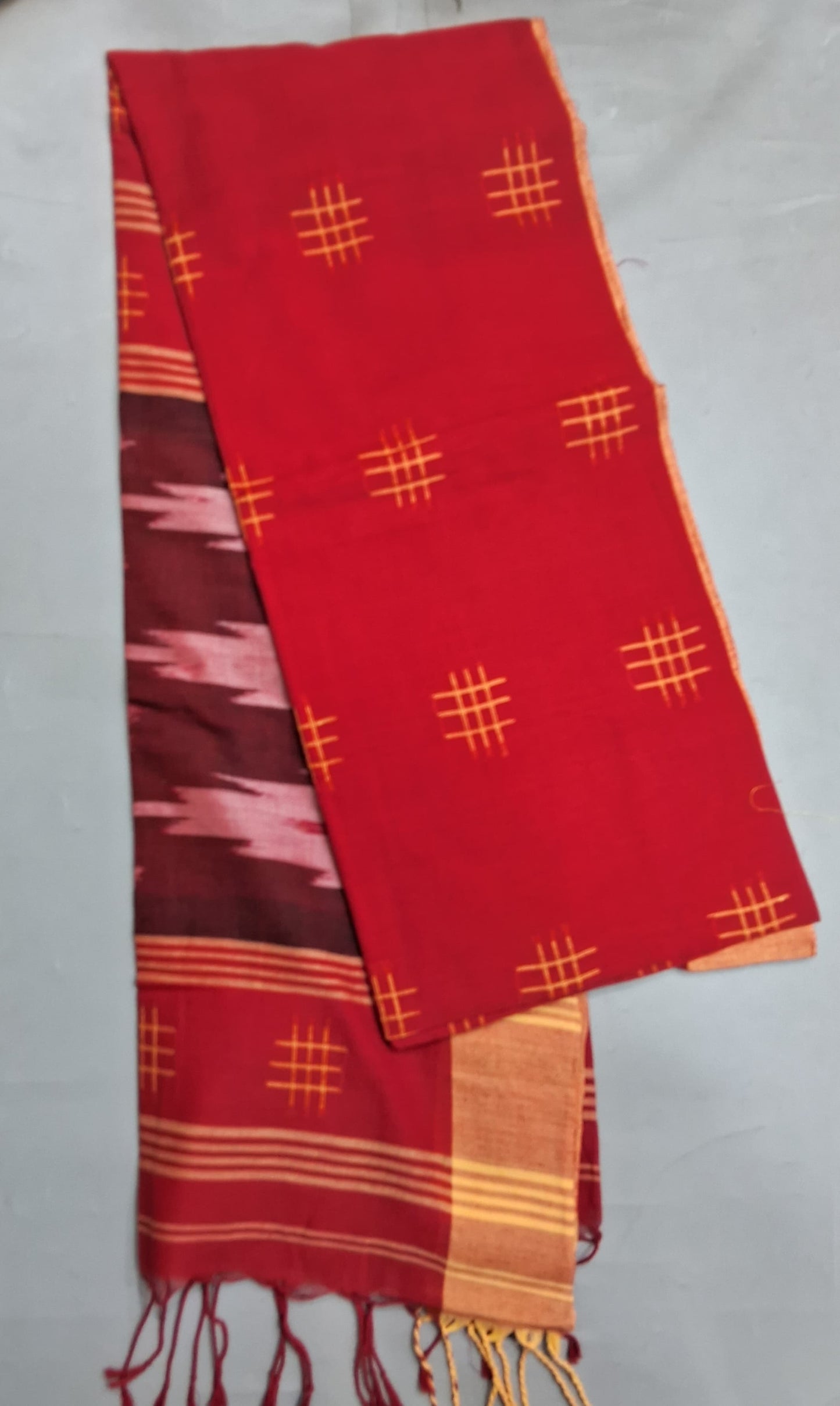 Candy Red Khadhi Cotton Saree