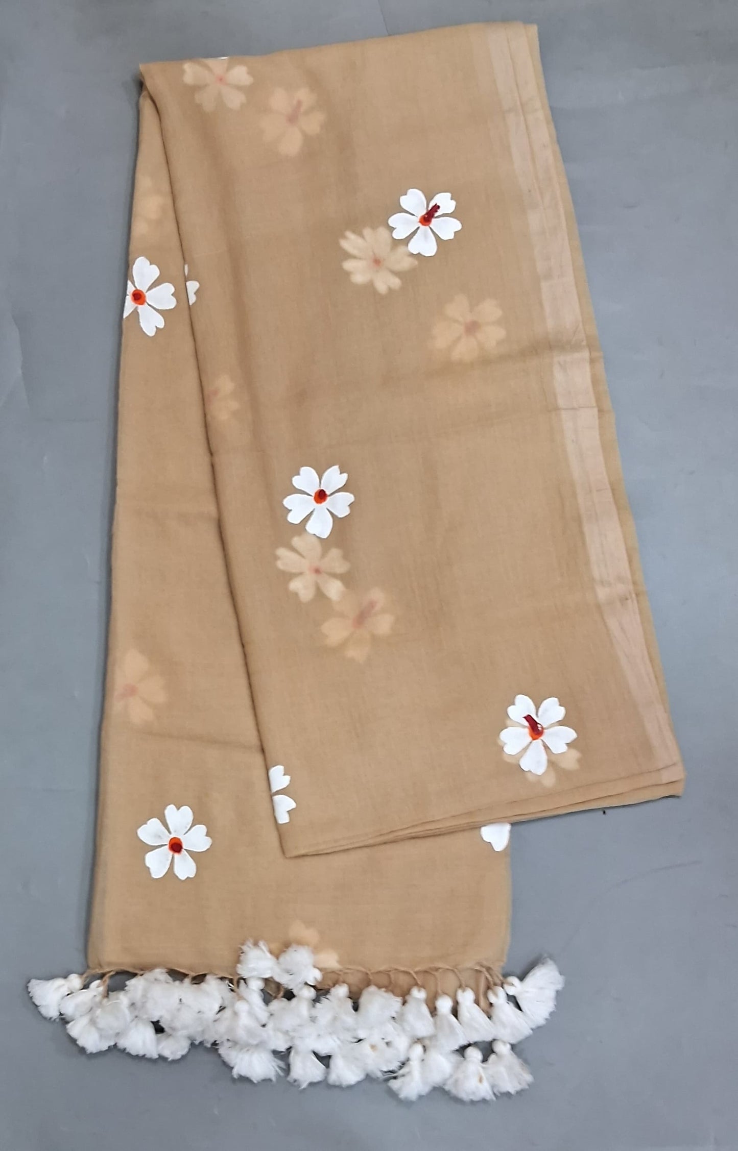 Cream Khadhi Cotton Saree