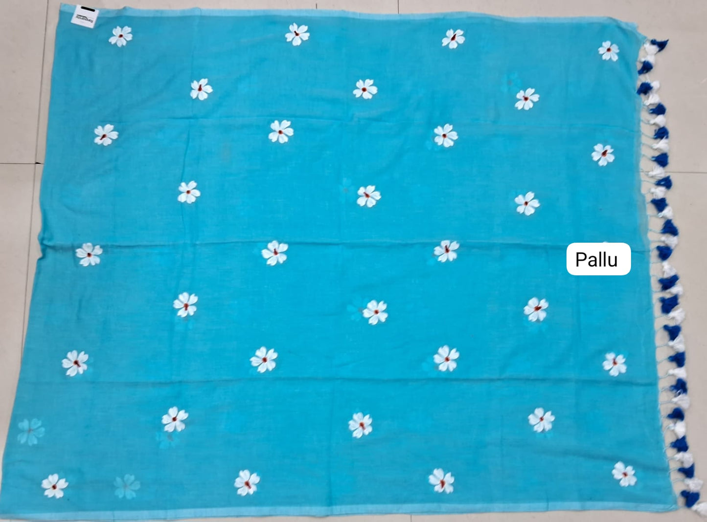 Sky Blue Khadhi Cotton Saree Pallu