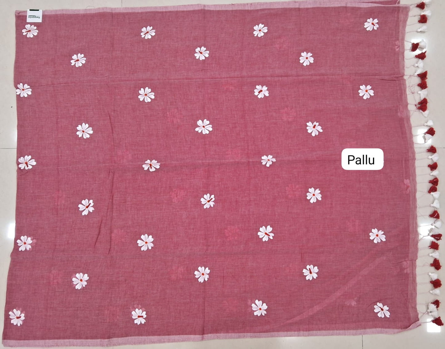 Coral Pink Khadhi Cotton Saree pallu