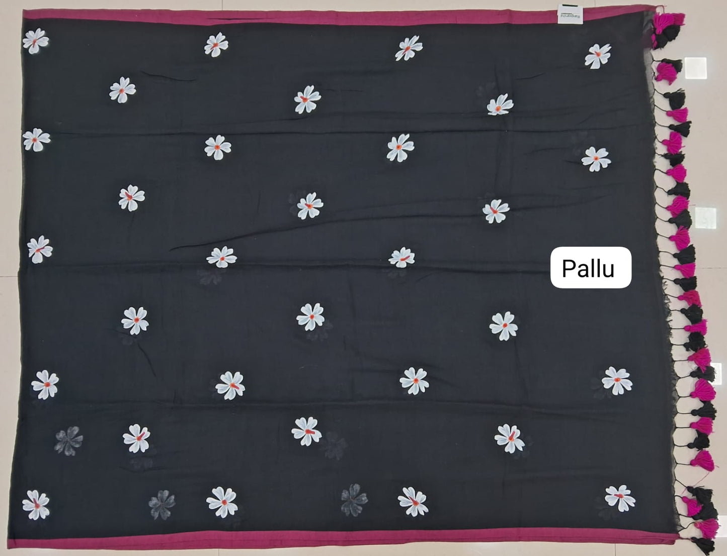 Black Khadhi Cotton Saree pallu