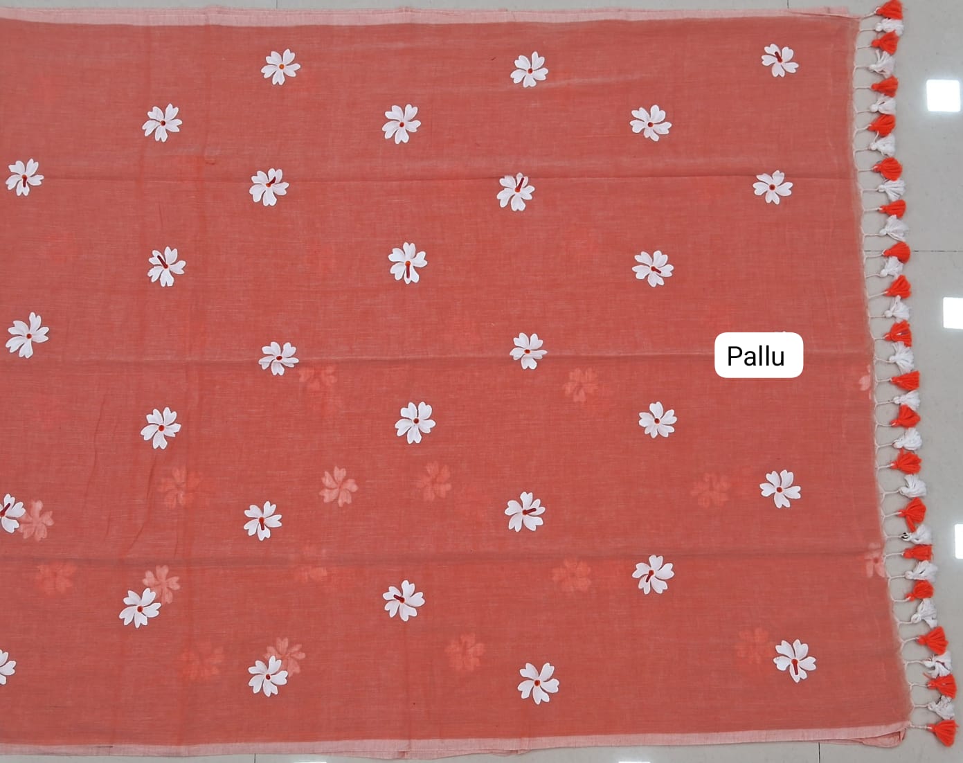 Orange Khadhi Cotton Saree pallu