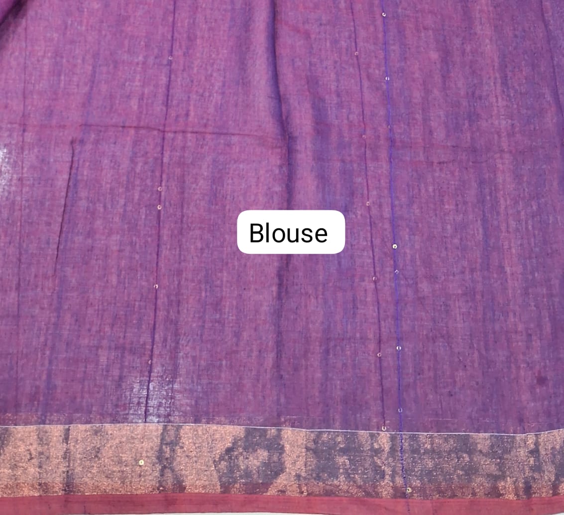 Wine Khadhi Cotton Saree Blouse