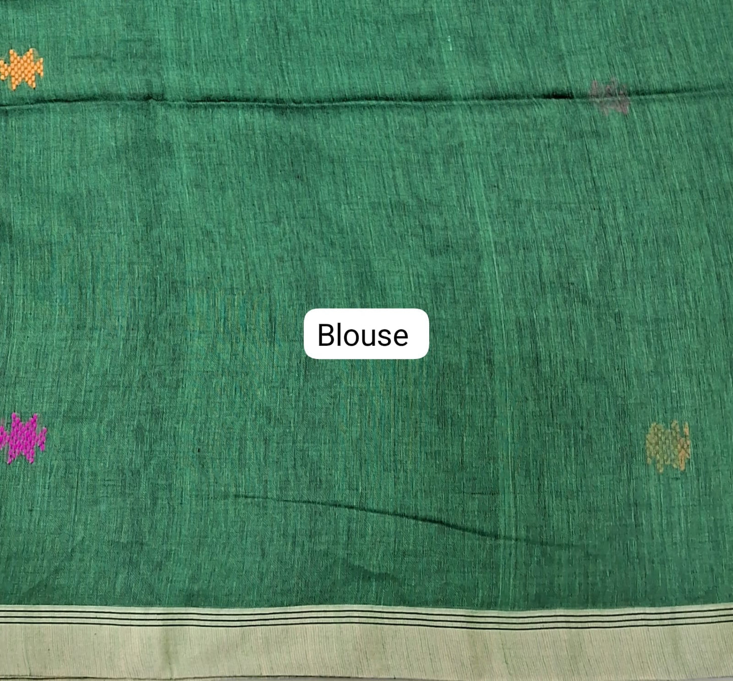 Bottle Green Khadhi Cotton Saree blouse