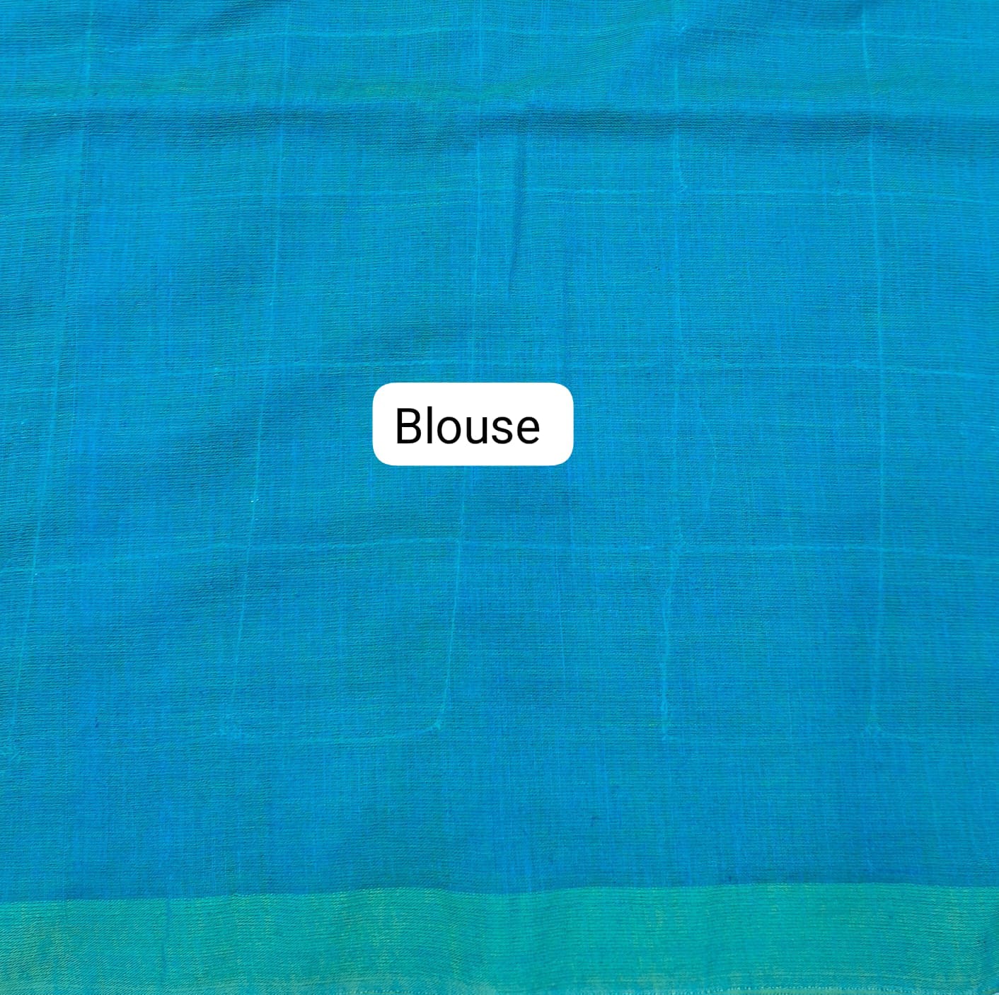 Teal Blue Khadhi Cotton Saree blouse