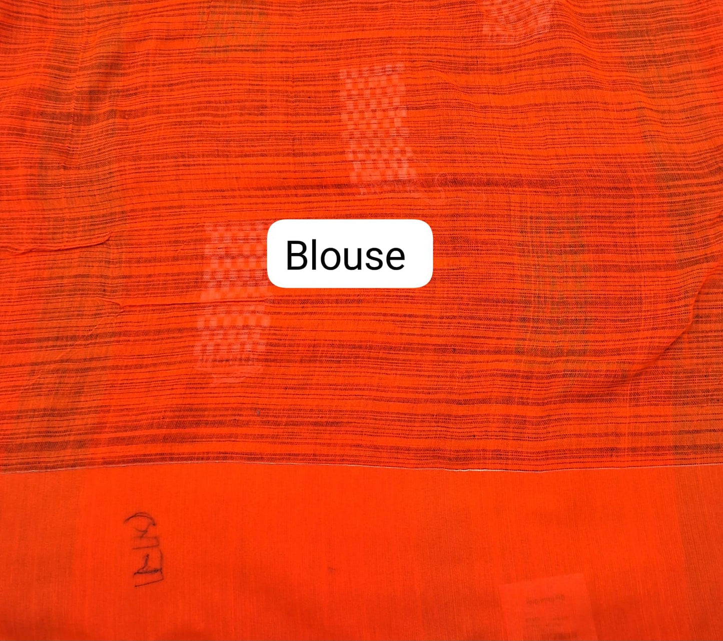 Black and Orange shaded Khadhi Cotton Saree bouse